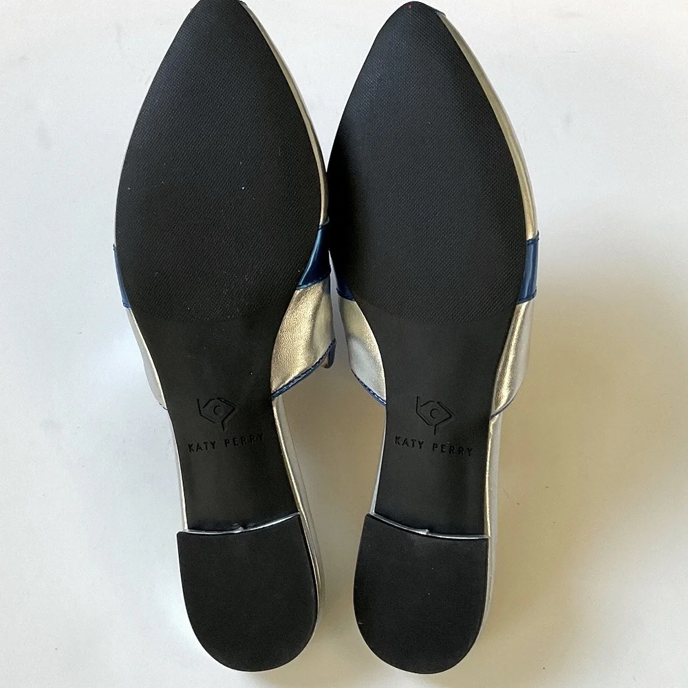 KATY PERRY The Stephanie Mule Metallic Silver Blue Bow Size 6 NWOT - Picture 6 of 9
